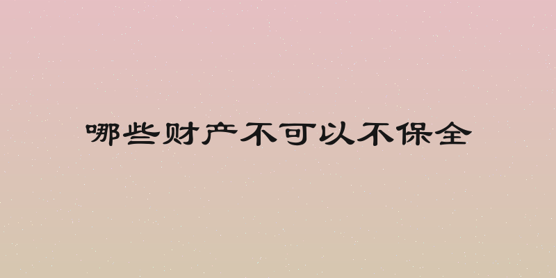 哪些财产不可以不保全