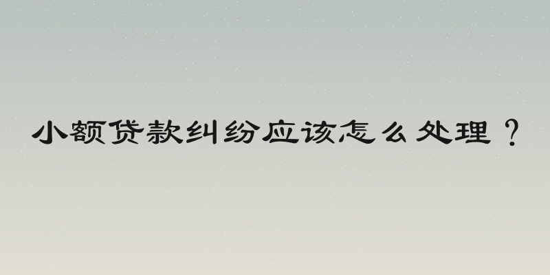 小额贷款纠纷应该怎么处理？