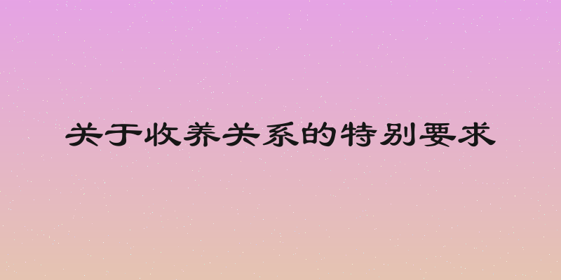 关于收养关系的特别要求