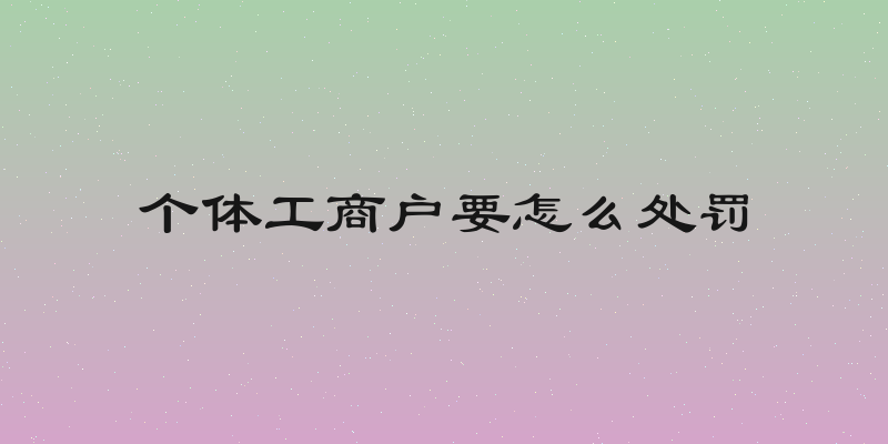 个体工商户要怎么处罚