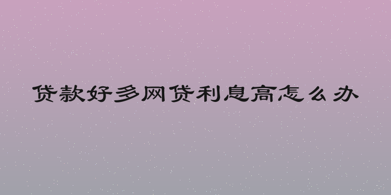 贷款好多网贷利息高怎么办