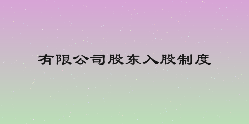 有限公司股东入股制度