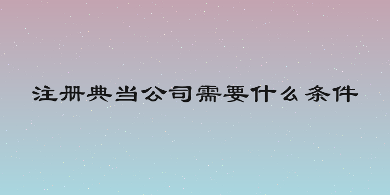 注册典当公司需要什么条件