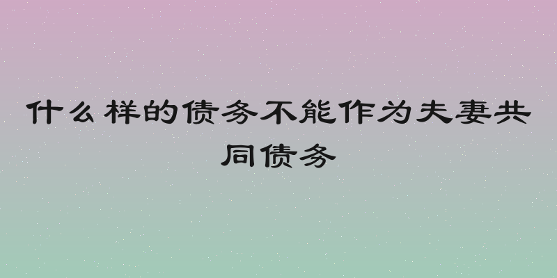 什么样的债务不能作为夫妻共同债务