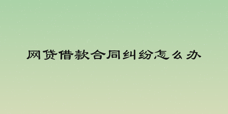网贷借款合同纠纷怎么办