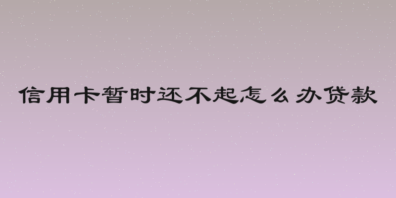 信用卡暂时还不起怎么办贷款