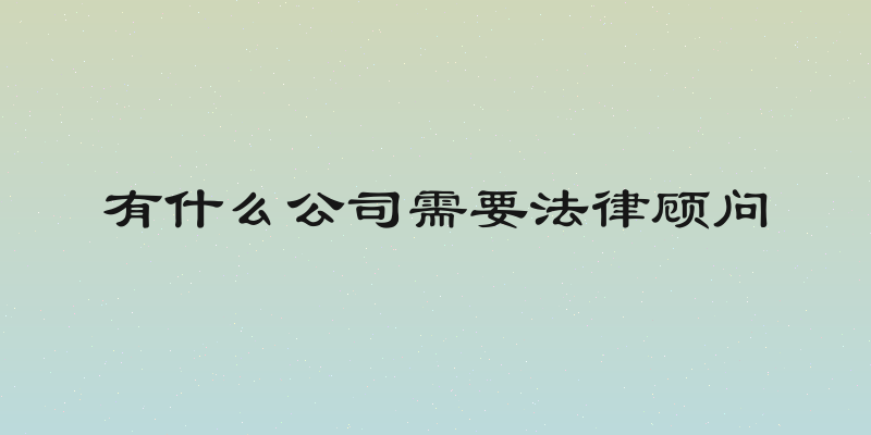 有什么公司需要法律顾问