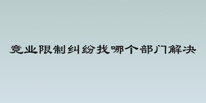 竞业限制纠纷找哪个部门解决