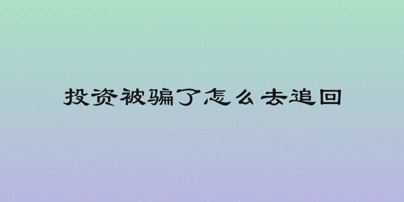 投资被骗了怎么去追回