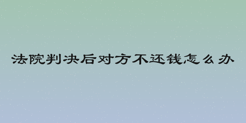 法院判决后对方不还钱怎么办