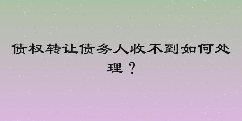 债权转让债务人收不到如何处理？