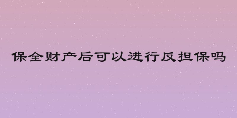 保全财产后可以进行反担保吗