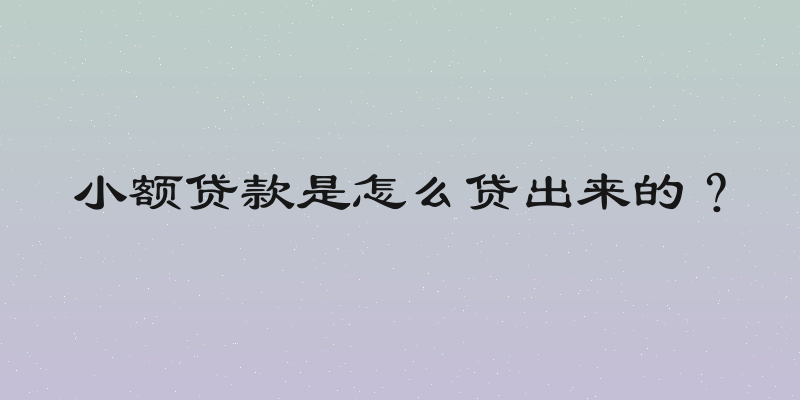 小额贷款是怎么贷出来的？