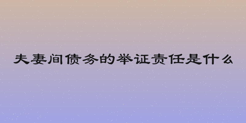 夫妻间债务的举证责任是什么
