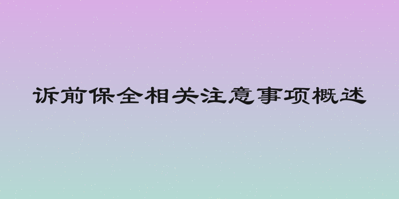 诉前保全相关注意事项概述
