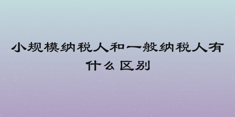 小规模纳税人和一般纳税人有什么区别