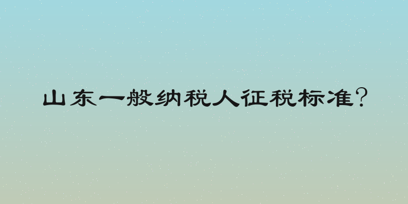 山东一般纳税人征税标准?