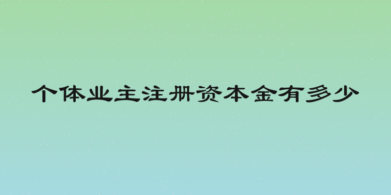 个体业主注册资本金有多少