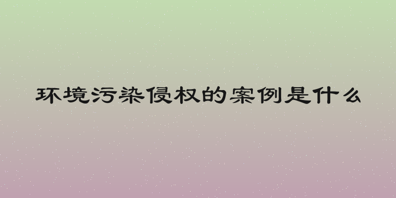 环境污染侵权的案例是什么