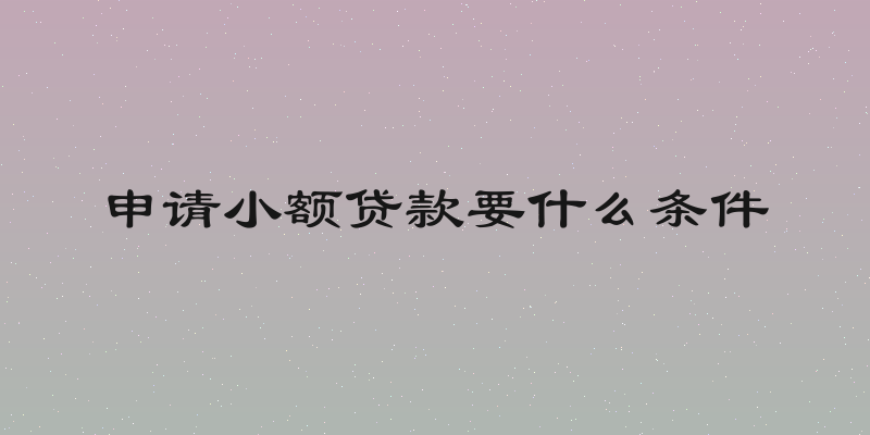 申请小额贷款要什么条件