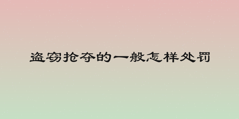 盗窃抢夺的一般怎样处罚