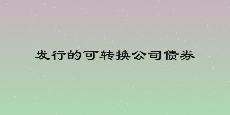发行的可转换公司债券