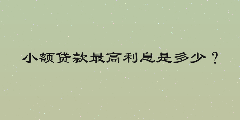 小额贷款最高利息是多少？