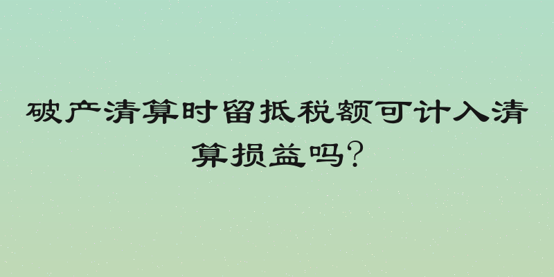 破产清算时留抵税额可计入清算损益吗?