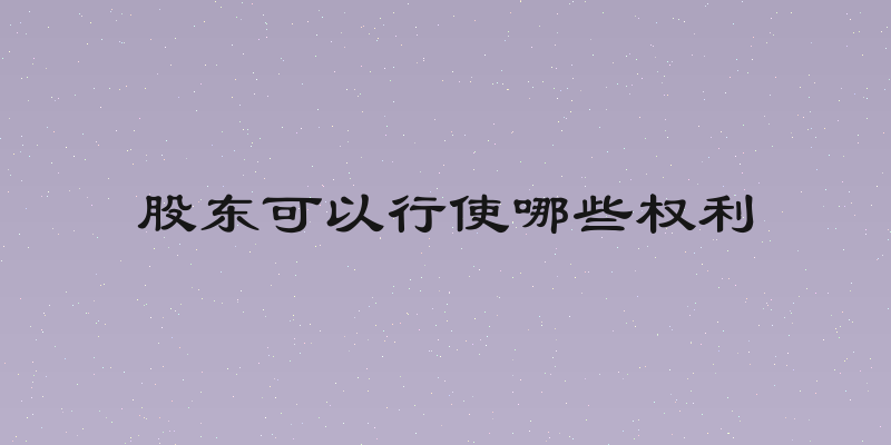 股东可以行使哪些权利