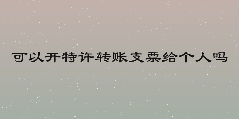 可以开特许转账支票给个人吗