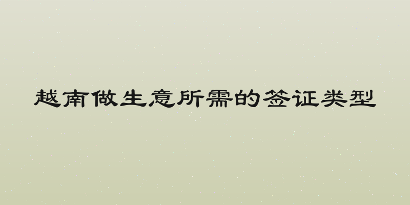 越南做生意所需的签证类型