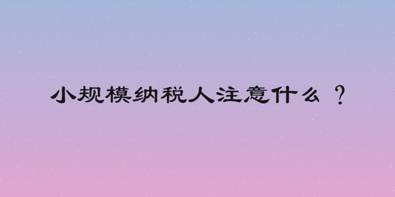 小规模纳税人注意什么？