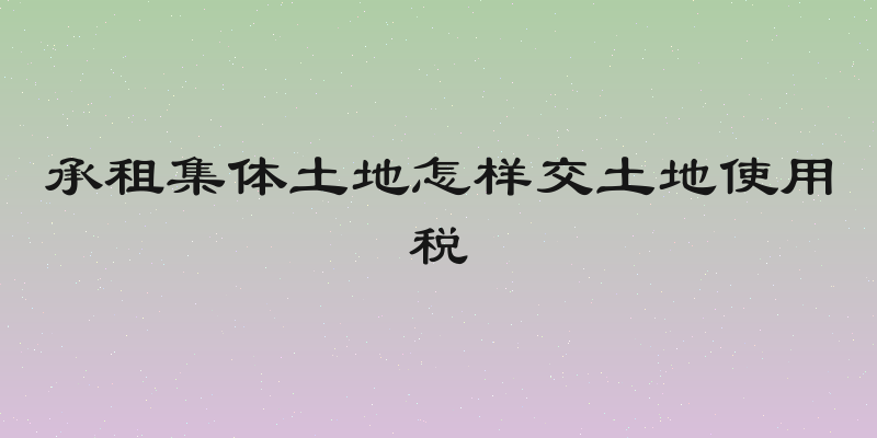 承租集体土地怎样交土地使用税