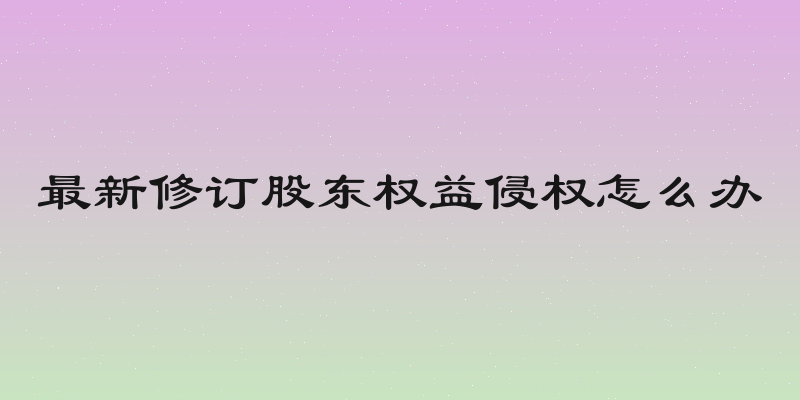 最新修订股东权益侵权怎么办