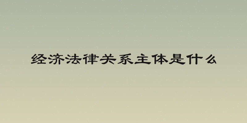 经济法律关系主体是什么