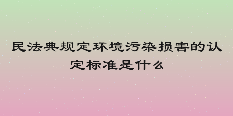 民法典规定环境污染损害的认定标准是什么