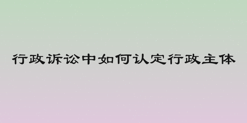 行政诉讼中如何认定行政主体