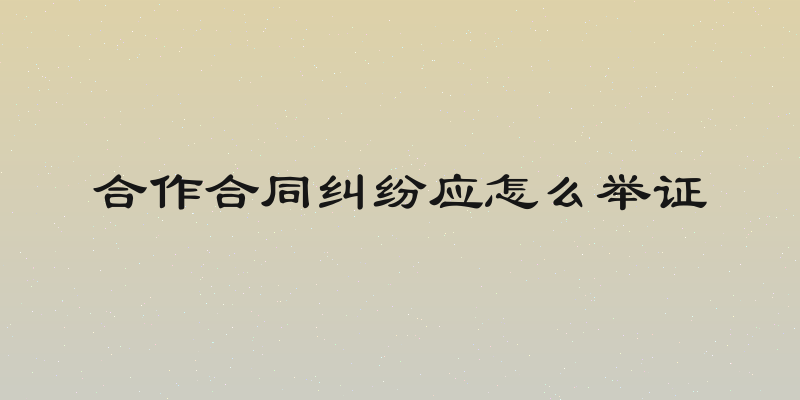 合作合同纠纷应怎么举证