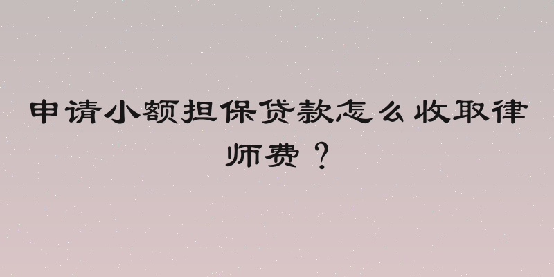 申请小额担保贷款怎么收取律师费？