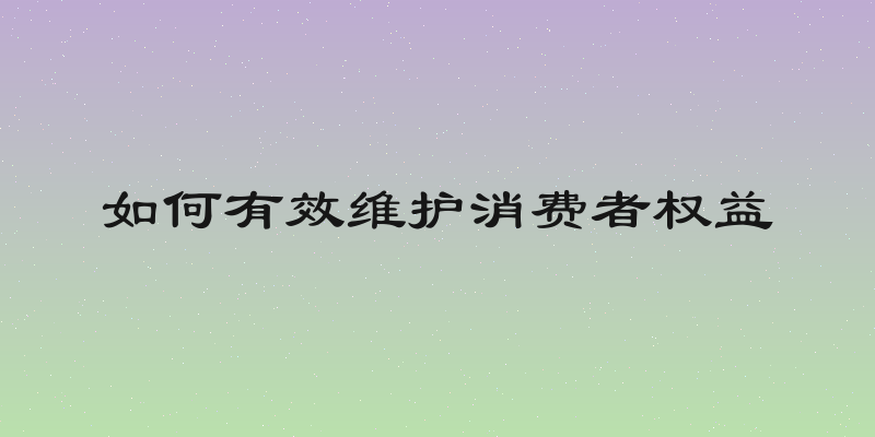 如何有效维护消费者权益
