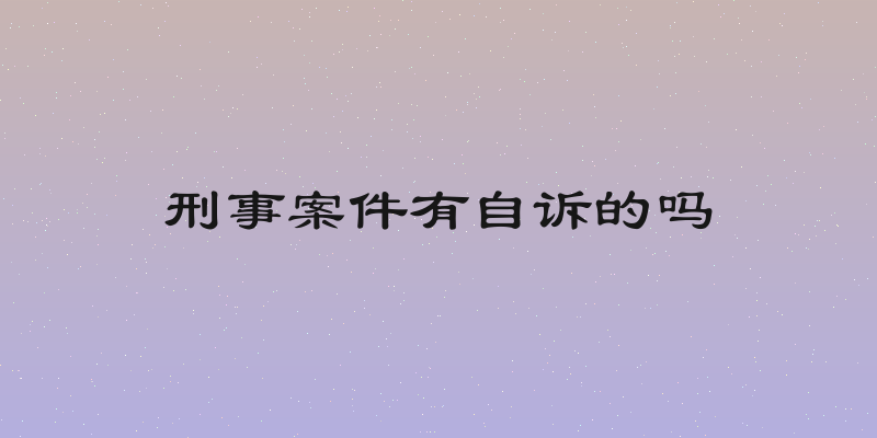 刑事案件有自诉的吗