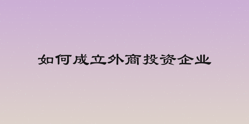 如何成立外商投资企业