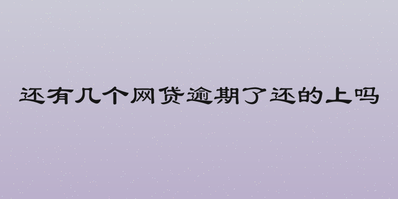 还有几个网贷逾期了还的上吗