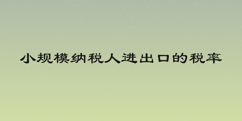 小规模纳税人进出口的税率
