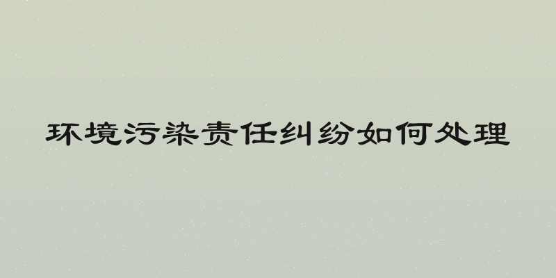 环境污染责任纠纷如何处理