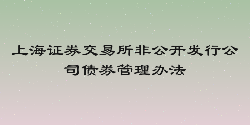 上海证券交易所非公开发行公司债券管理办法
