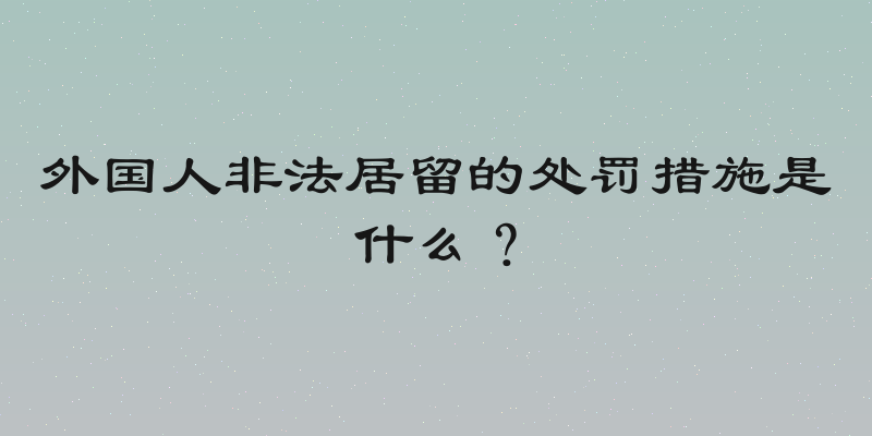 外国人非法居留的处罚措施是什么？