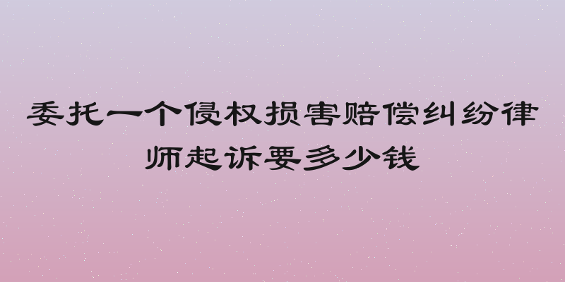 委托一个侵权损害赔偿纠纷律师起诉要多少钱