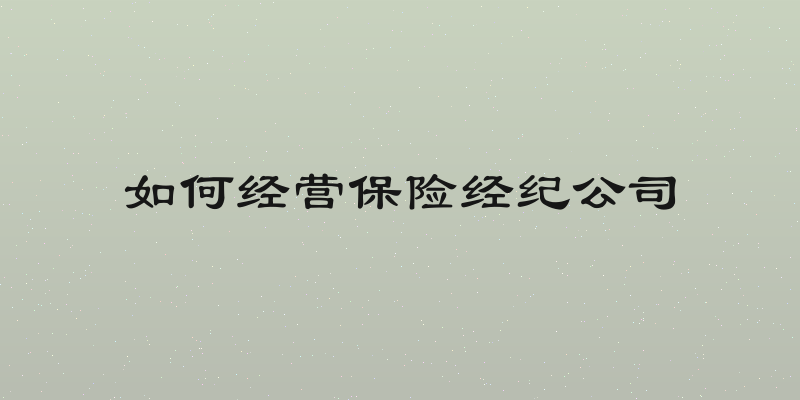 如何经营保险经纪公司