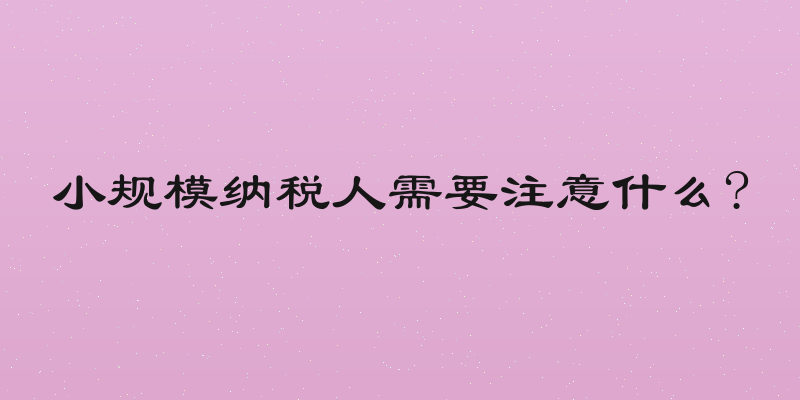 小规模纳税人需要注意什么?